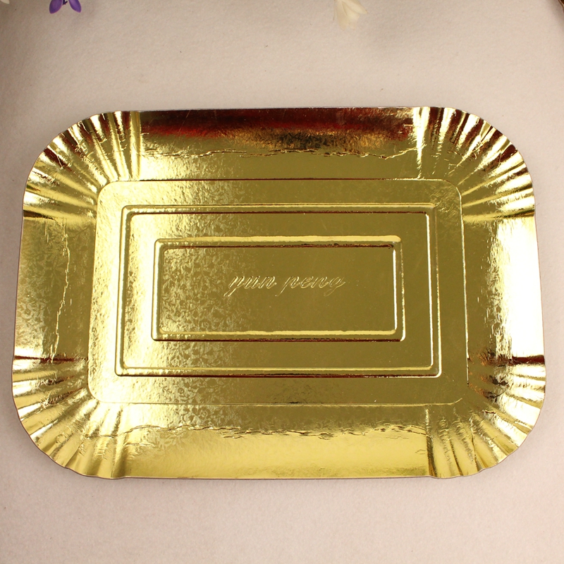 Hot sell disposable golden paper tray Yellow Aluminum Foil paper Tray Turkey Leg Sheep Steak Head Wine Mat Exclusive