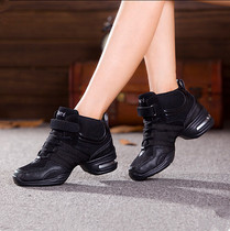 Black dance shoes womens mesh height-increasing high-top dance shoes soft sole modern square dance shoes fashion fitness sneakers