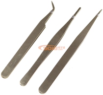 Stainless steel tweezers Electronic tweezers finger pliers clip three-piece set of three (pointed round elbow)