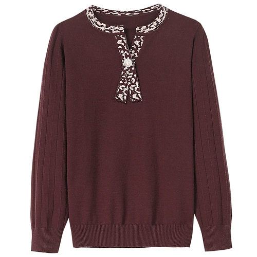 Осенний свитер, модная трикотажная приятная телу рубашка для матери, для среднего возраста, коллекция 2023, в западном стиле