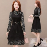 Платье, весенний комплект, элитный лонгслив, юбка, в цветочек, 2021 года, в западном стиле