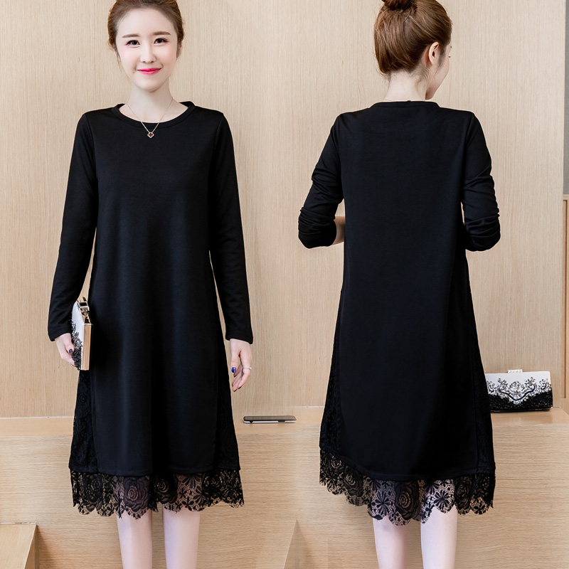 2022 new mother autumn and winter clothes large size fat MM light cooked style dress high-end Western style age-reducing bottoming skirt
