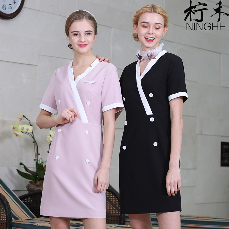 Lehe Senior Spring and Summer Short Sleeve Beauty Workwear Club Workwear Technician Dress