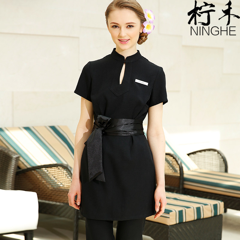 Lemon Wo summer short-sleeved beautician dress overalls Women's fashion beauty salon health hall technician clothing two-piece set