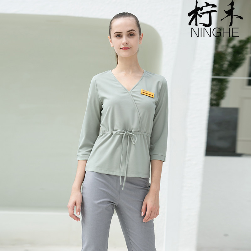 Lehe New Beauty Workwear Female Beauty Clothes Short Sleeve Sleeve Sleeve Sleeve Sleeve Small Small Sleeve