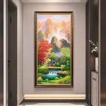 Hand-painted oil painting American porch decorative painting vertical aisle corridor Chinese landscape hanging painting living room murals landscape painting