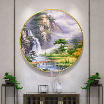 New Chinese living room decorative painting porch oil painting hand-painted landscape sofa background wall round restaurant corridor deer hanging painting