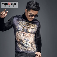 Мода Van Dak's Gold Velvet High -Necked Long -Sleeved Long -Sleeed