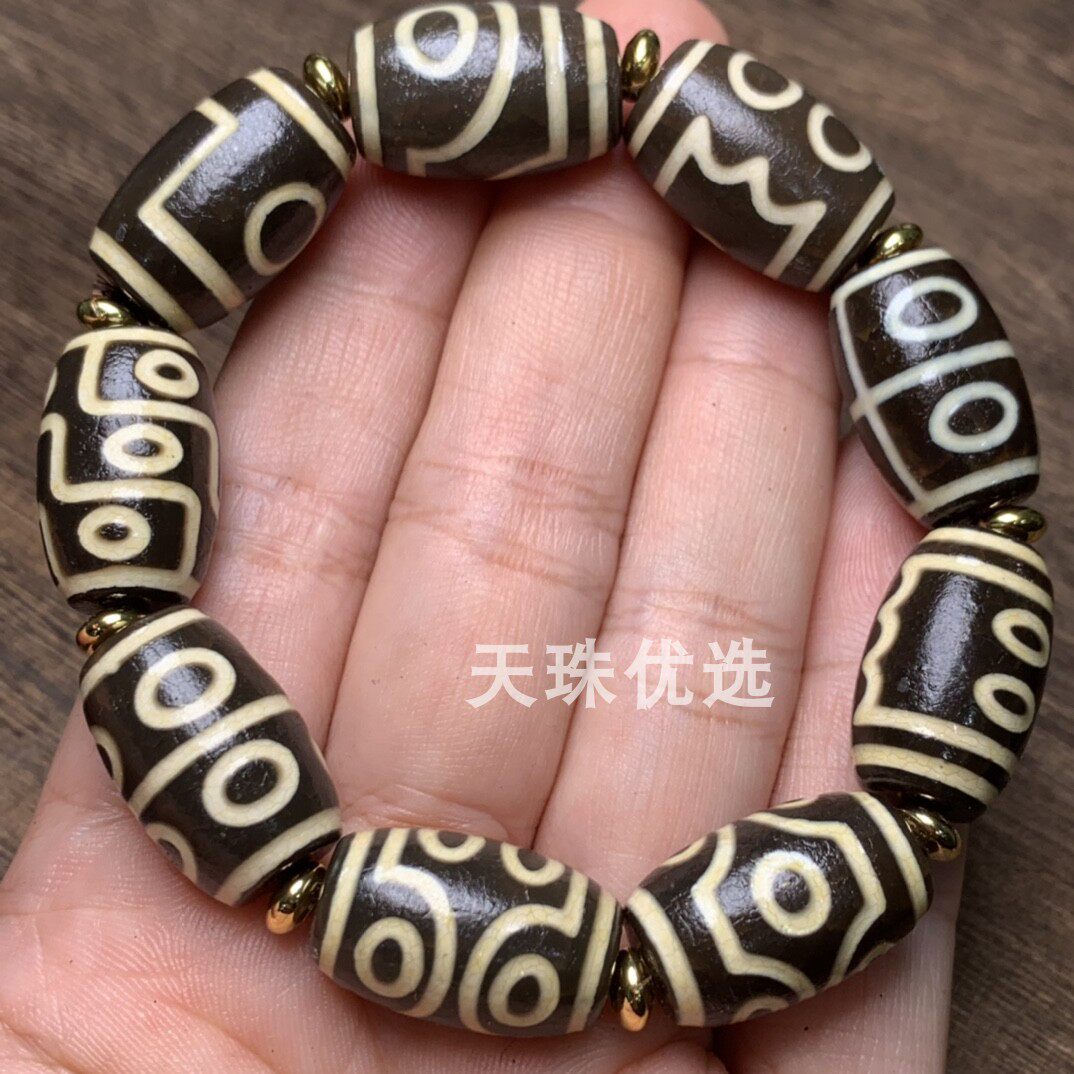 复古民族风西藏一眼至九眼天珠老玛瑙包浆招财天眼手串男女款手链 