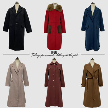 Out of the box last stock autumn and winter thick knee-length woolen coat for women solid color simple korean style wool coat unique product