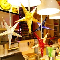 Shopping mall shop door opening creative decoration Three-dimensional five-pointed star creative hanging supermarket National Day scene layout