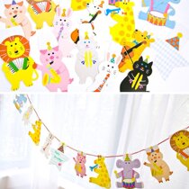 Graduation season Kindergarten classroom decoration charm Cartoon animal flag restaurant Hotel theme event party decoration