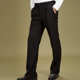 Рисовое вино, рабочая униформа, черные штаны, эластичная талия, свободный прямой крой