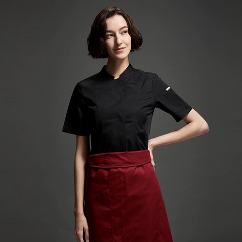 古雷米 [厨师工作服女秋季长袖酒店西餐厅厨房蛋糕店烘焙厨师服短袖]