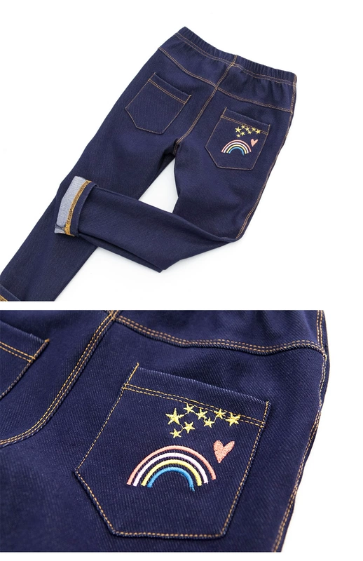 Quần bé gái 2019 quần áo xuân hè Cô gái giả quần denim trong quần lửng ống rộng cho bé - Quần jean short jean bé gái