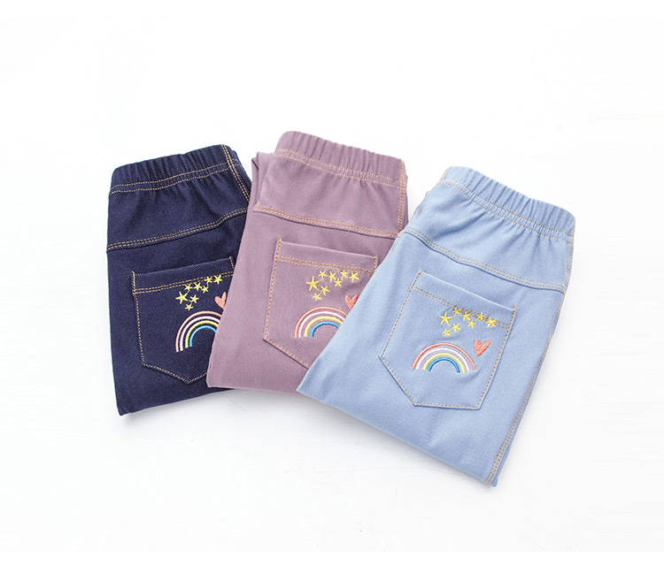 Quần bé gái 2019 quần áo xuân hè Cô gái giả quần denim trong quần lửng ống rộng cho bé - Quần jean quần áo trẻ em xuất khẩu