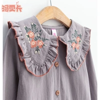 Осенняя рубашка, детская кукла, топ, подходит для подростков, длинный рукав, с вышивкой, в корейском стиле