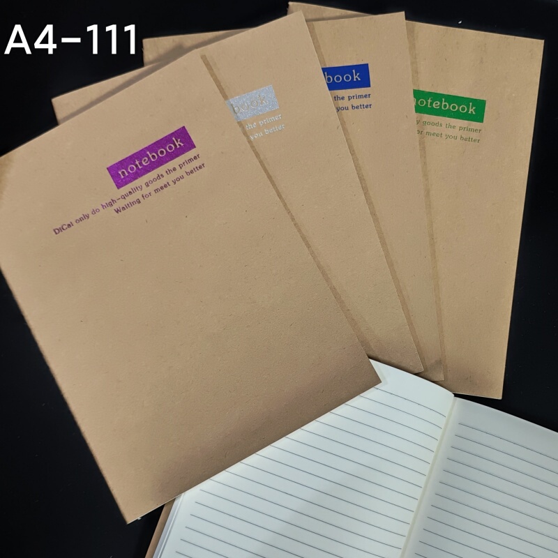 A4 Dicai A4-111 Kraft Paper Cover Lined Notebook Notepad Stitched Notebook Planner 20.6X28.8Cm*60 Sheets