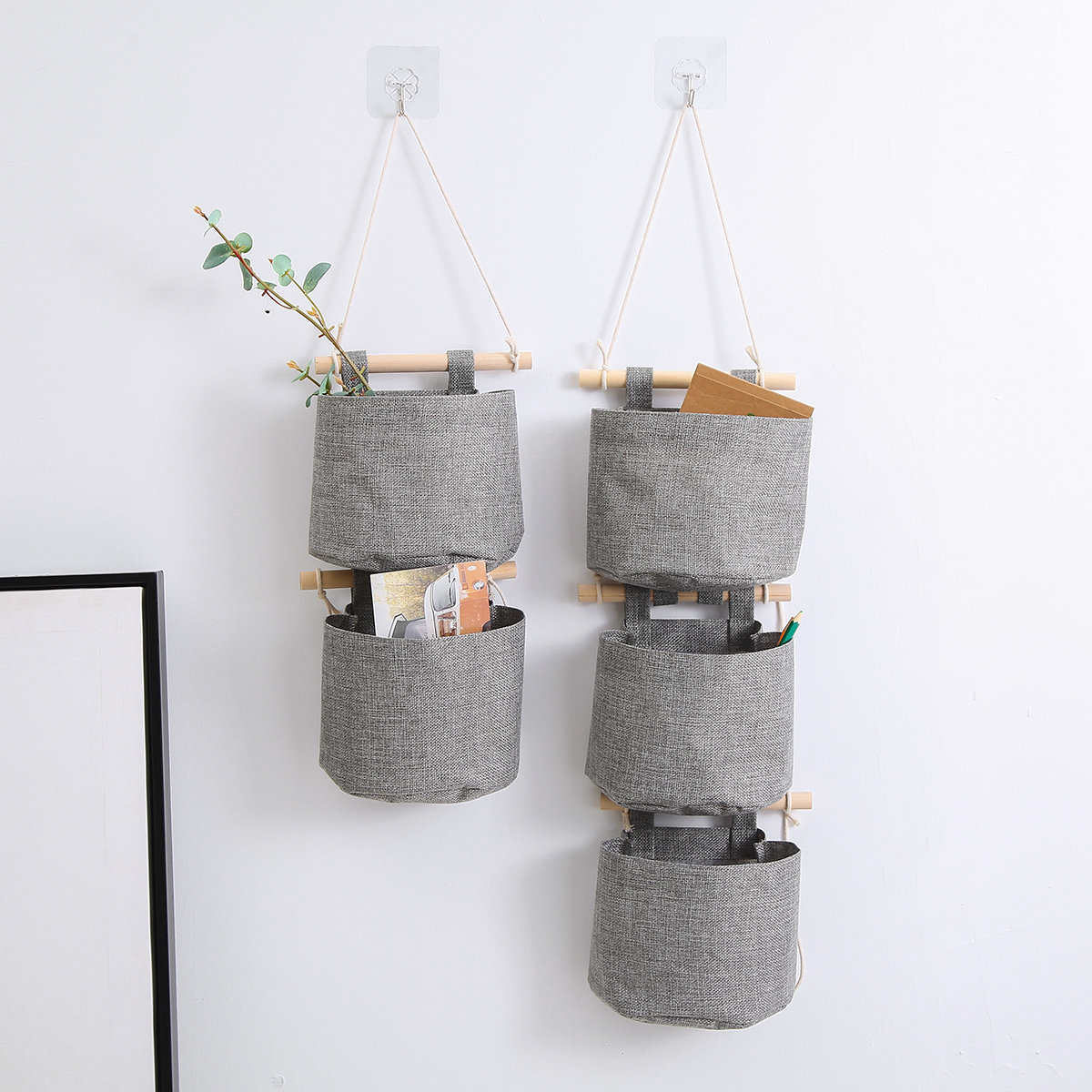 Send Sticky Hook) Cotton Hemp Cloth Art Hanging Bag Door Rear Wall Wall Cashier Bag Miscellaneous Underwear Hanging Hood Suspended Removable-Taobao