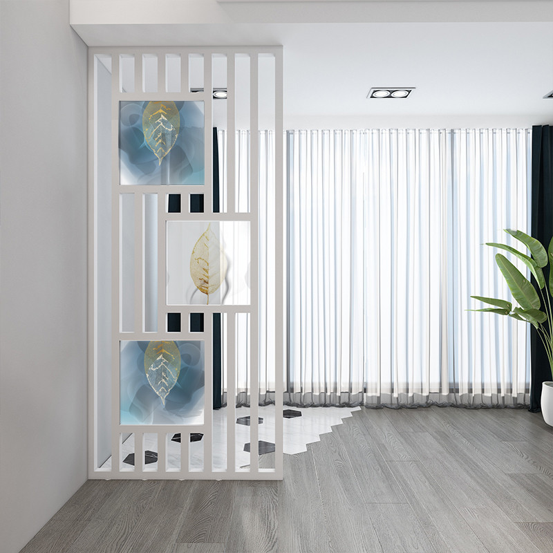 Nordic screen partition Living room light luxury simple entrance Hotel decoration Solid wood hollow vertical stripe seat screen