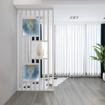 Nordic screen partition living room light luxury simple entrance entrance Hotel decoration solid wood hollow vertical bar seat screen