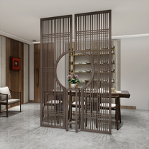 New Chinese-style solid wood screen partition living room simple modern entrance entrance brake household hollow grille decorative wall