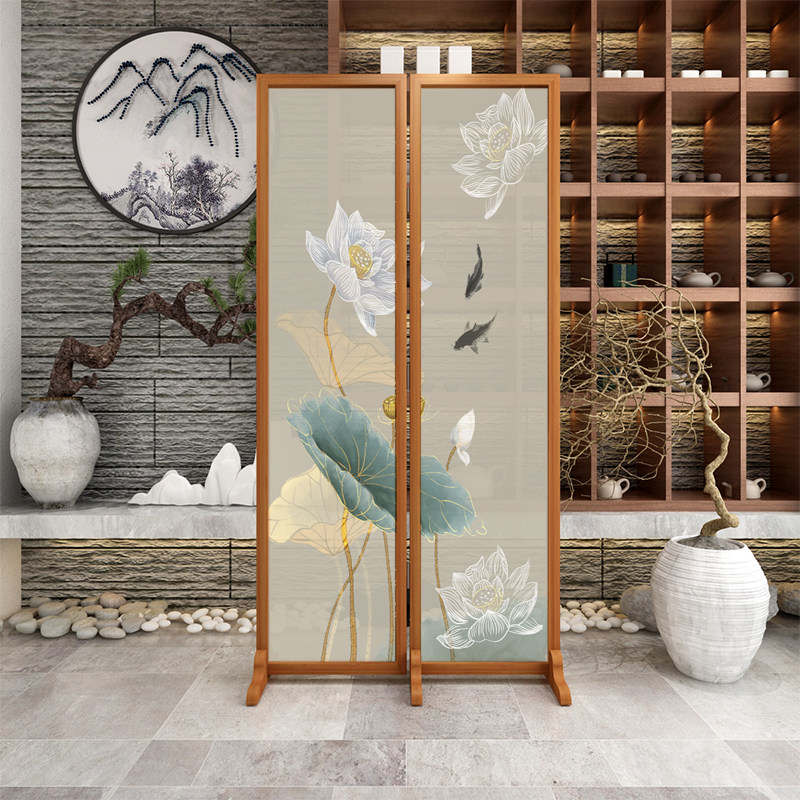 Screen partition living room porch new Chinese-style solid wood decoration office home simple modern block light luxury folding screen