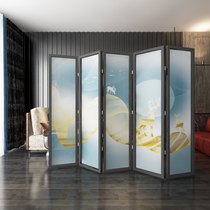 European-style net red screen folding mobile custom solid wood partition wall Living room simple modern living room Bedroom Office