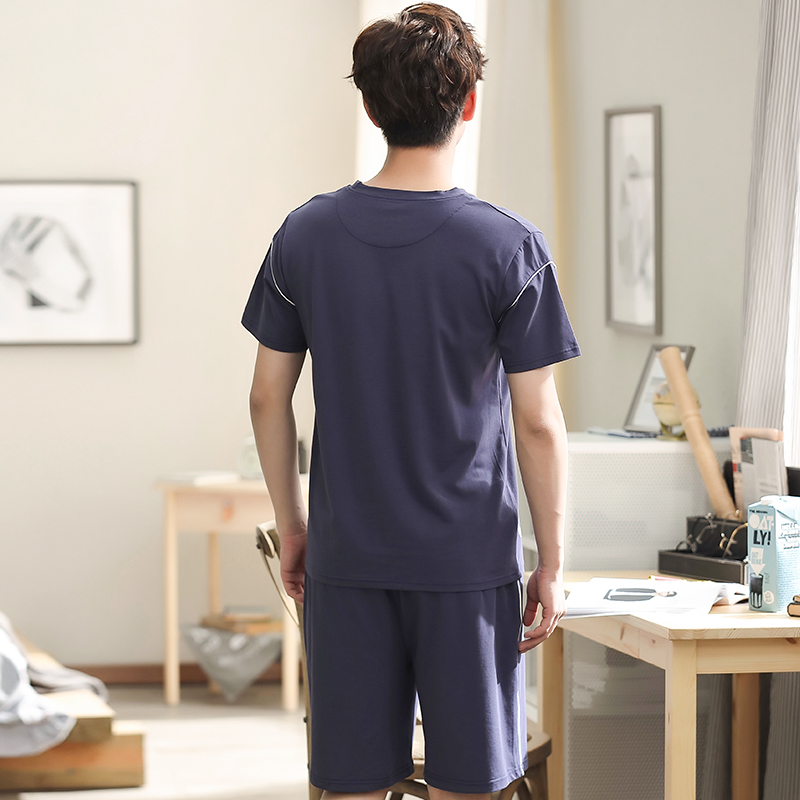 Bộ đồ ngủ mùa hè mens quần short cotton mens mặc nhà mùa hè mỏng bông giản dị phù hợp với đeo được.