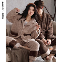 Couple pajamas women autumn and winter 2021 new coral velvet Padded cashmere home clothing mens suit
