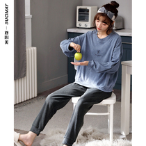 Pajamas Women Spring and Autumn Cotton Long Sleeve Cotton Size 2021 New Size Simple Thin Home Clothes Set