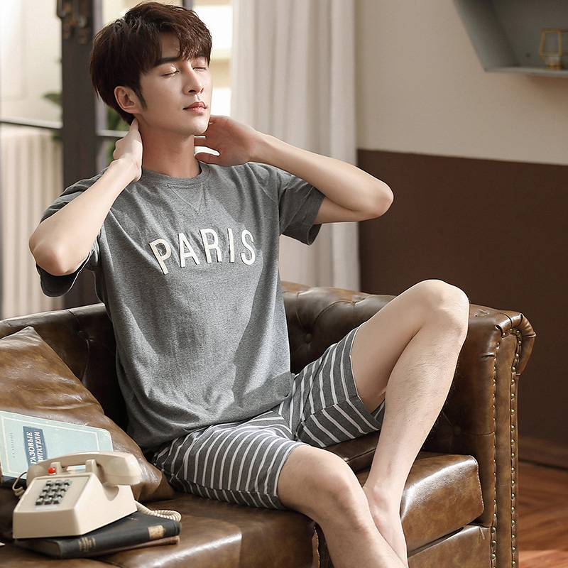 Bộ đồ ngủ mens mùa hè cotton mens ngắn tay bông mỏng cỡ lớn phù hợp với giới trẻ mùa hè nhà quần áo có thể được đeo.