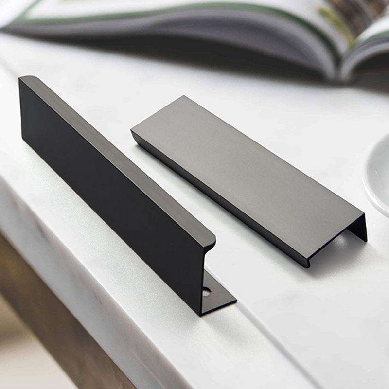 Nordic black extended invisible handle modern minimalist high-grade aluminum alloy overall cabinet drawer cabinet wardrobe door handle