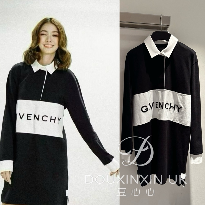 Givenchy 65% off Women's 5S Sugar Girl Style Black and White Embroidered Letter Long-Sleeve Polo Dress Givenchy 65% off Women's 5S Sugar Girl Style Black and White Embroidered Letter Long-Sleeve Polo Dress