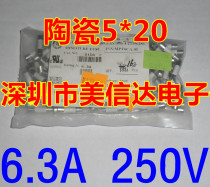 Ceramic insurance pipe fuse T6 3A T6 3AH 6 3A 5X20 5 * 20250 V without pin