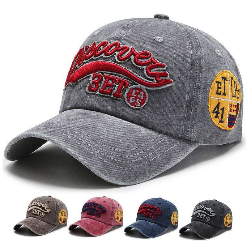 Foreign Trade Spring Autumn Season Denim Letters Embroidered Sun Hat Men and women hat Hat Baseball Cap Made Old Pure Cotton Washed Duck Tongue Cap