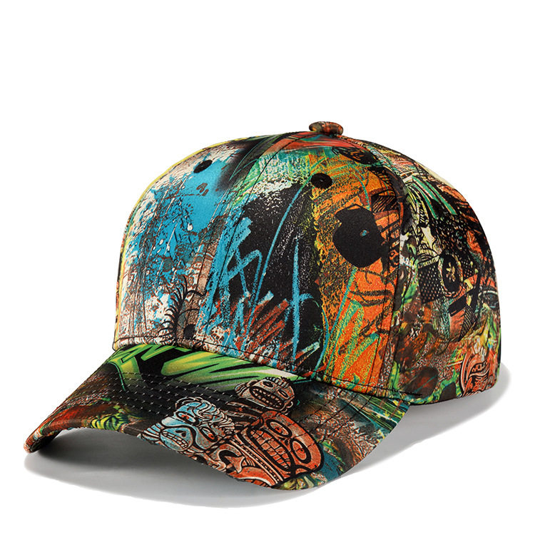 Foreign Trade European and American Spring and Autumn Summer Summer and Men Hats Graffiti Baseball Cap Outdoor Camouflated Street Dance Sunhat Duck Tongue Cap