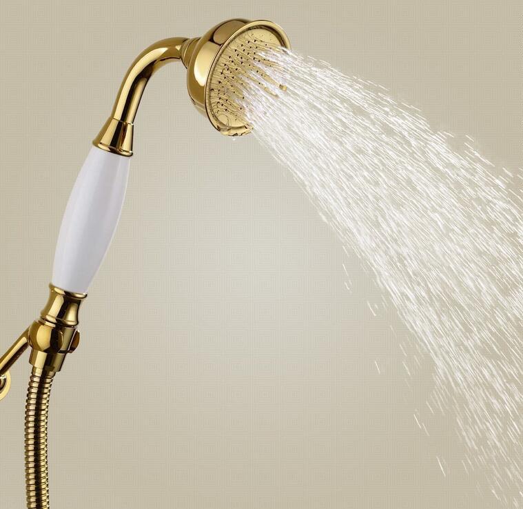 Household All-Copper Silver Shower Head Ceramic Gold Round Handheld Shower Spray Head Small Showerhead
