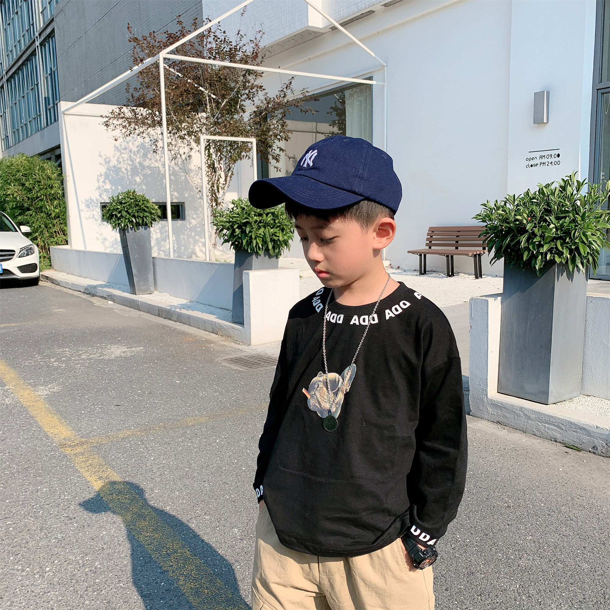 Rice Xiaofan autumn and winter new 2019 children's Korean cartoon printing crew neck cotton top T-shirt base shirt tide