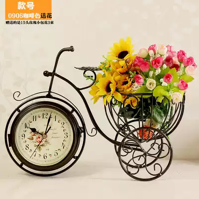 European-style pastoral silent table clock table clock large clock face decorative clock personality creative fashion double-sided clock 