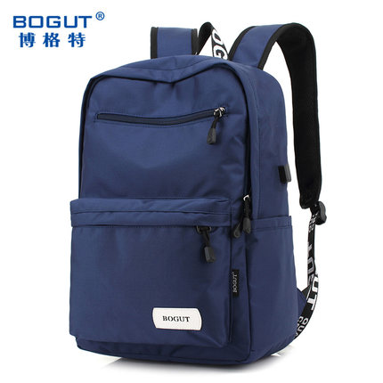 博格特时尚潮流双肩包男士休闲包女旅行包背包电脑包大学生书包男