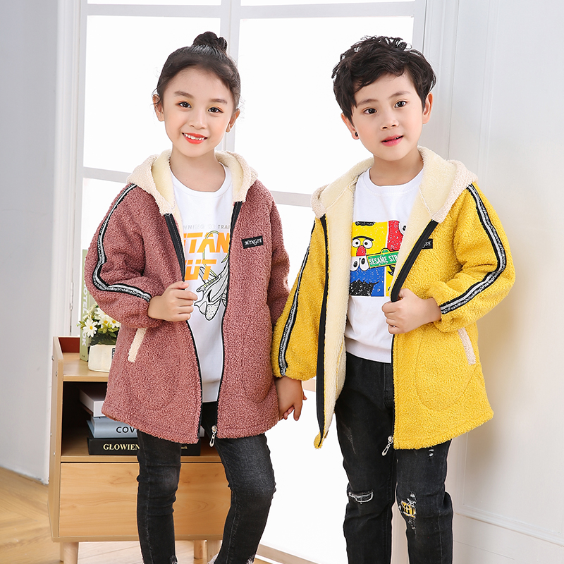 Teddy velvet winter coat kids long sleeve zipper
