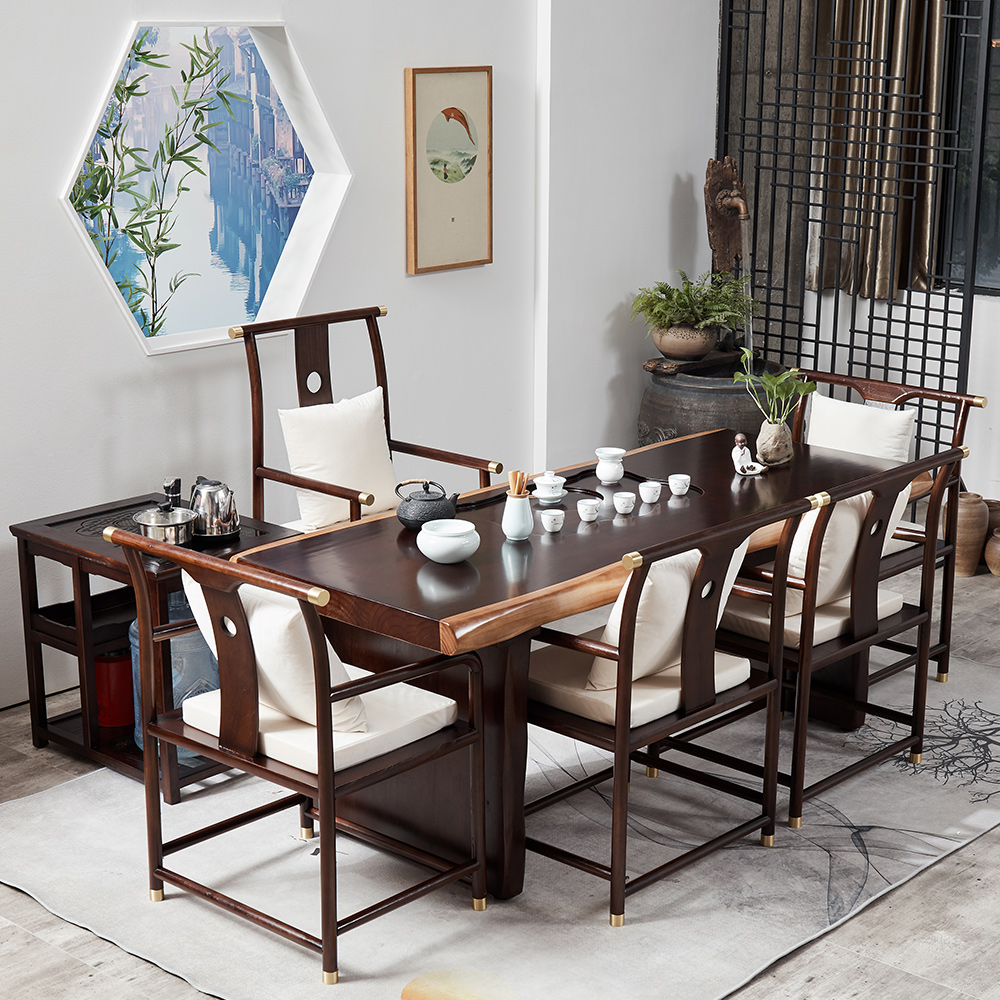 Solid wood Gongfu tea table and chairs combination suit brief modern new Chinese tea table Zen Serve home tea table