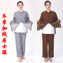 Haiqing lay clothes Mens and womens suits Worship Buddha lay clothes Buddha Department Jiajong Haiqing winter warm and cold meditation group