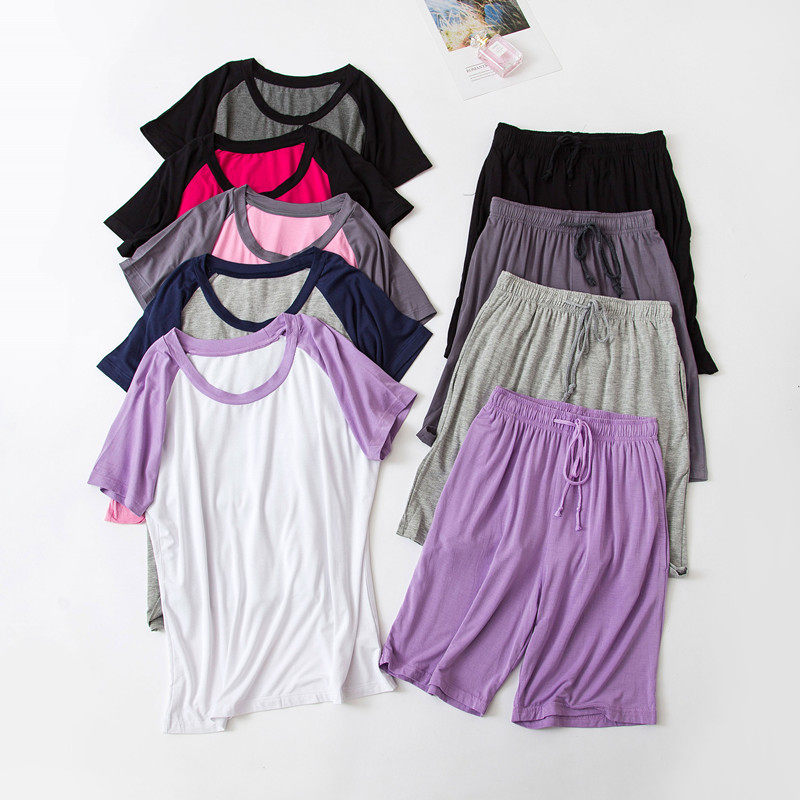 Summer Woman Model Short Short Short Short Short Short Set Thin T-shirt Pajamas Large Couple Large Course for Leisure and Outside Wear