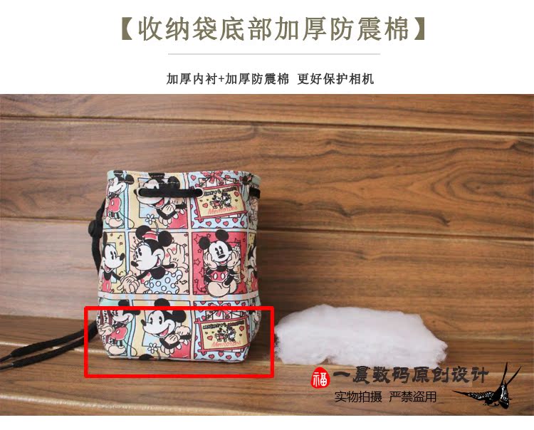 Gửi dây đeo vai Mickey micro đơn dây rút di động DSLR túi máy ảnh túi thùng chùm chùm lưu trữ đứng Polaroid - Phụ kiện máy ảnh DSLR / đơn túi máy ảnh canon