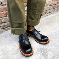 Youth all-match British style low-top black leather big head retro casual tooling Derby leather shoes mens tide