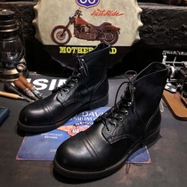 American retro black handmade big head high top tooling motorcycle Martin shoes mens Japanese wild leather short boots tide brand