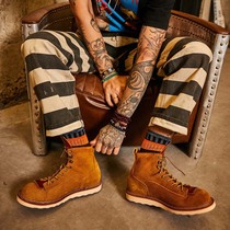 American retro round head leather matte suede fur Martin motorcycle boots mens Japanese casual tooling all-match trendy shoes