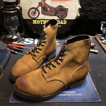 American retro round head suede leather tooling Martin boots mens leather 8111 paratrooper boots high-top motorcycle shoes womens tide